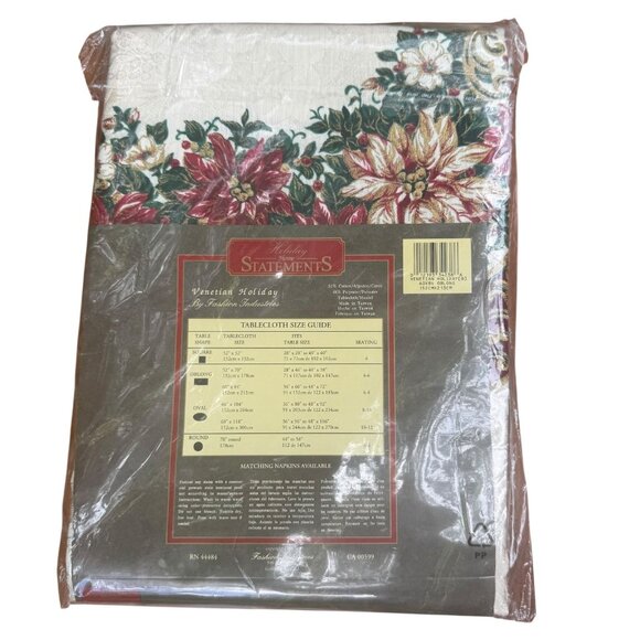 Holiday Statements Venetian Holiday 60X84" Obl Tablecloth Red/Grn/Gold Floral - Picture 2 of 7
